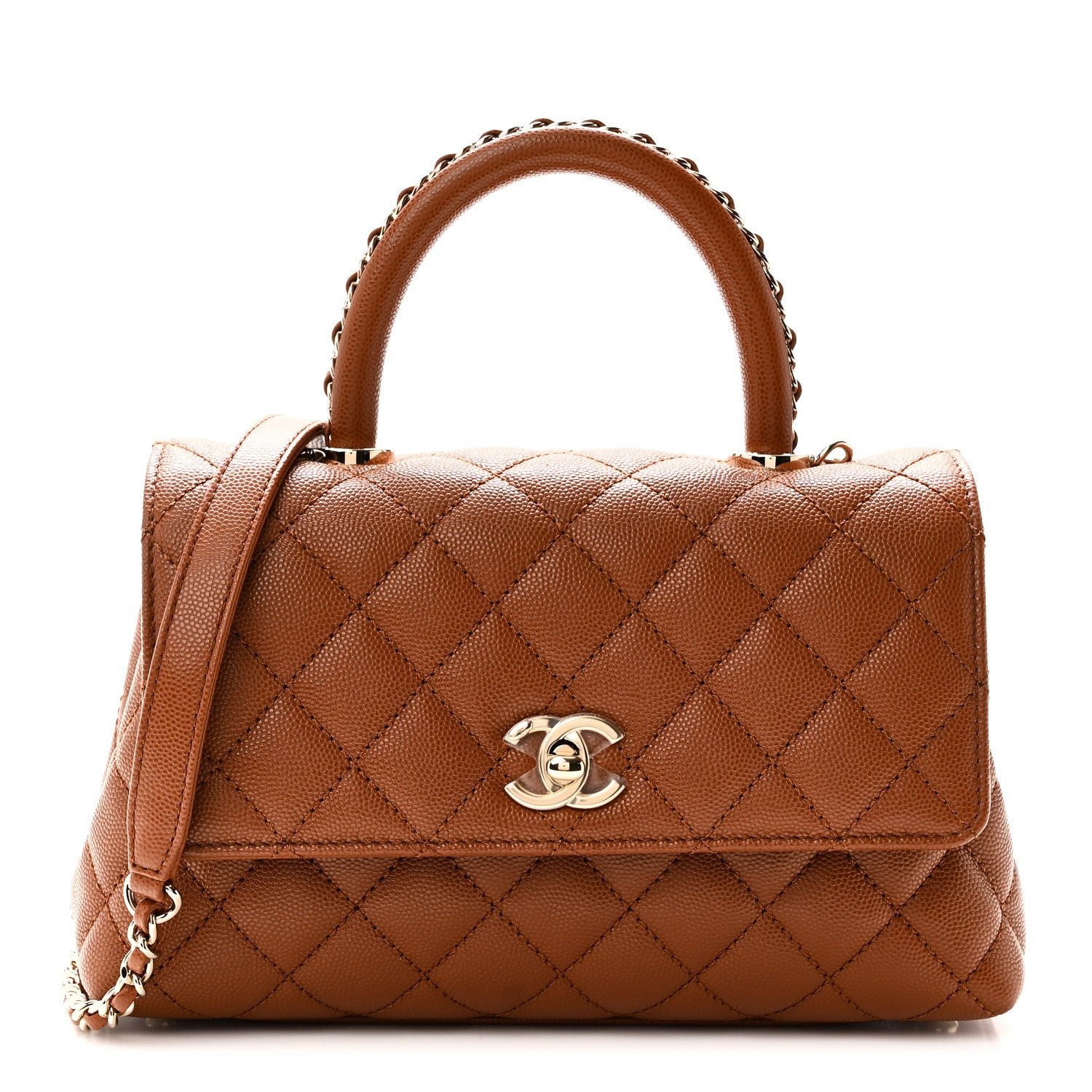 Chanel Caviar Quilted Mini Coco Chain Handle Flap Brown