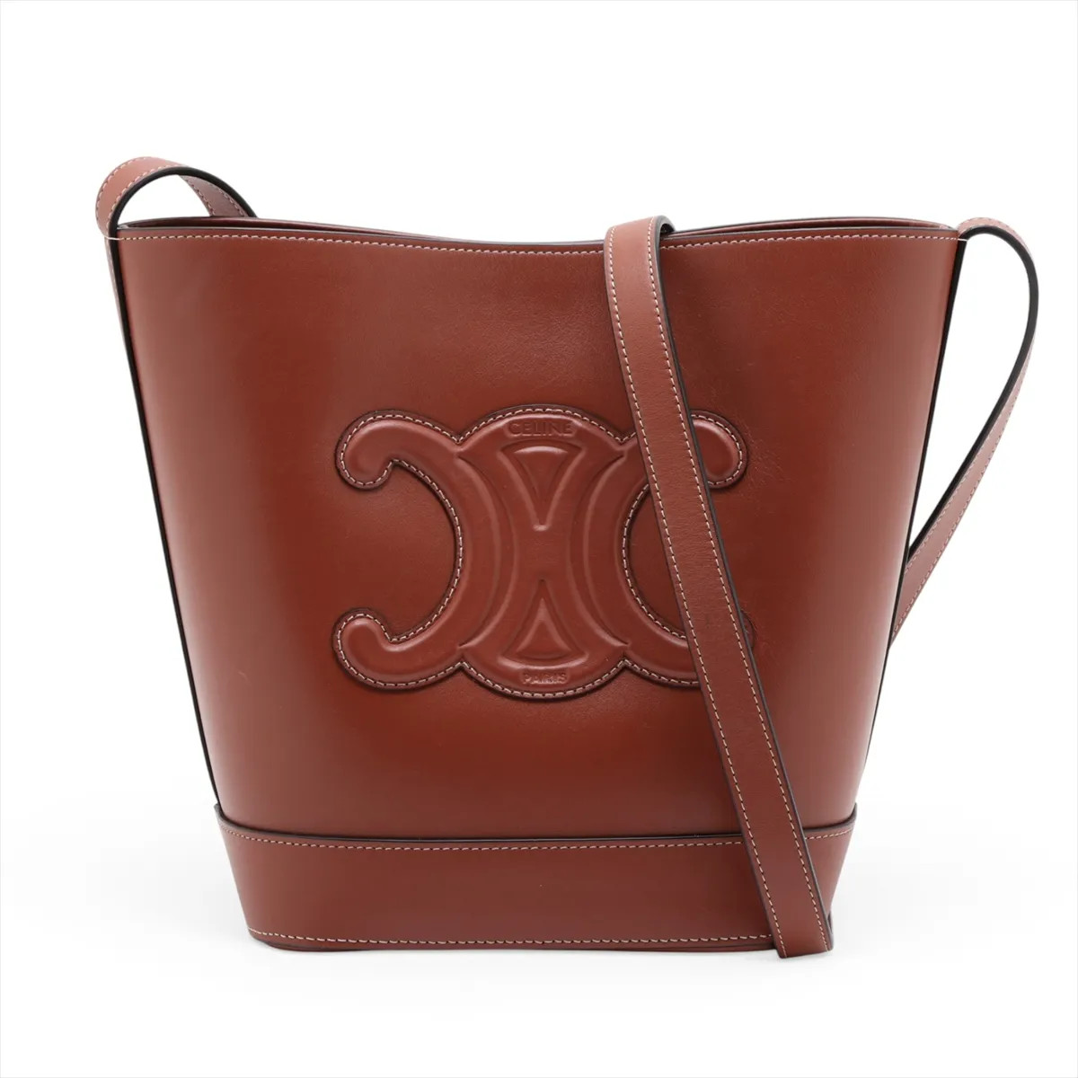Celine Small buckets Cuir Triomphe Leather Shoulder bag Brown