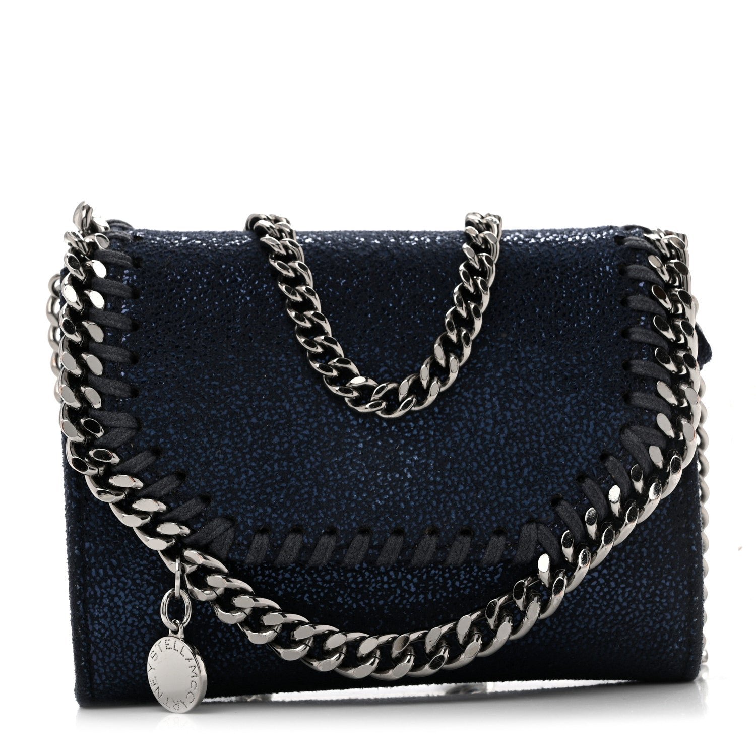 Stella McCartney Metallic Shaggy Deer Falabella Small Wallet on Chain Ink