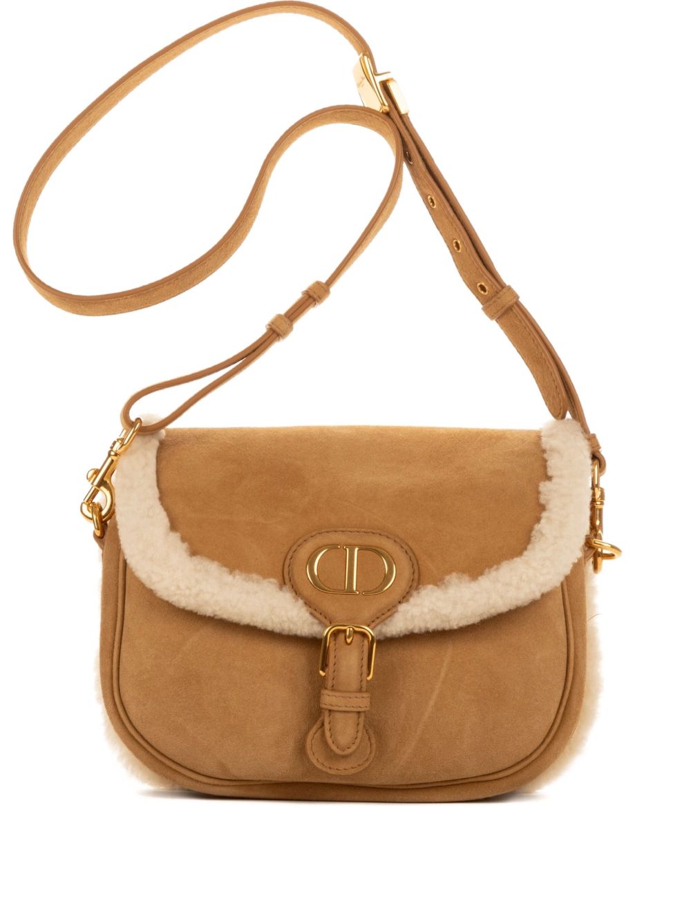Dior 2000s shearling-trimmed shoulder bag