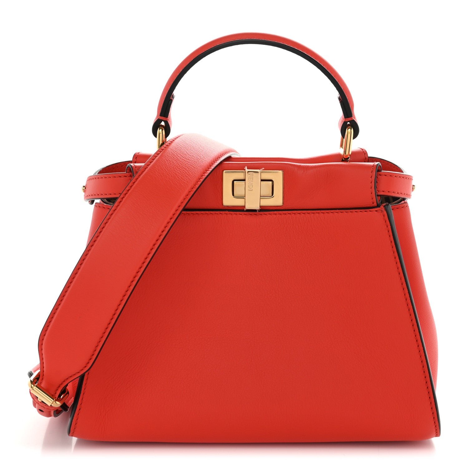Fendi Vitello Seta Suede FF Mini Peekaboo Iconic Satchel Tulipano Miele Moro