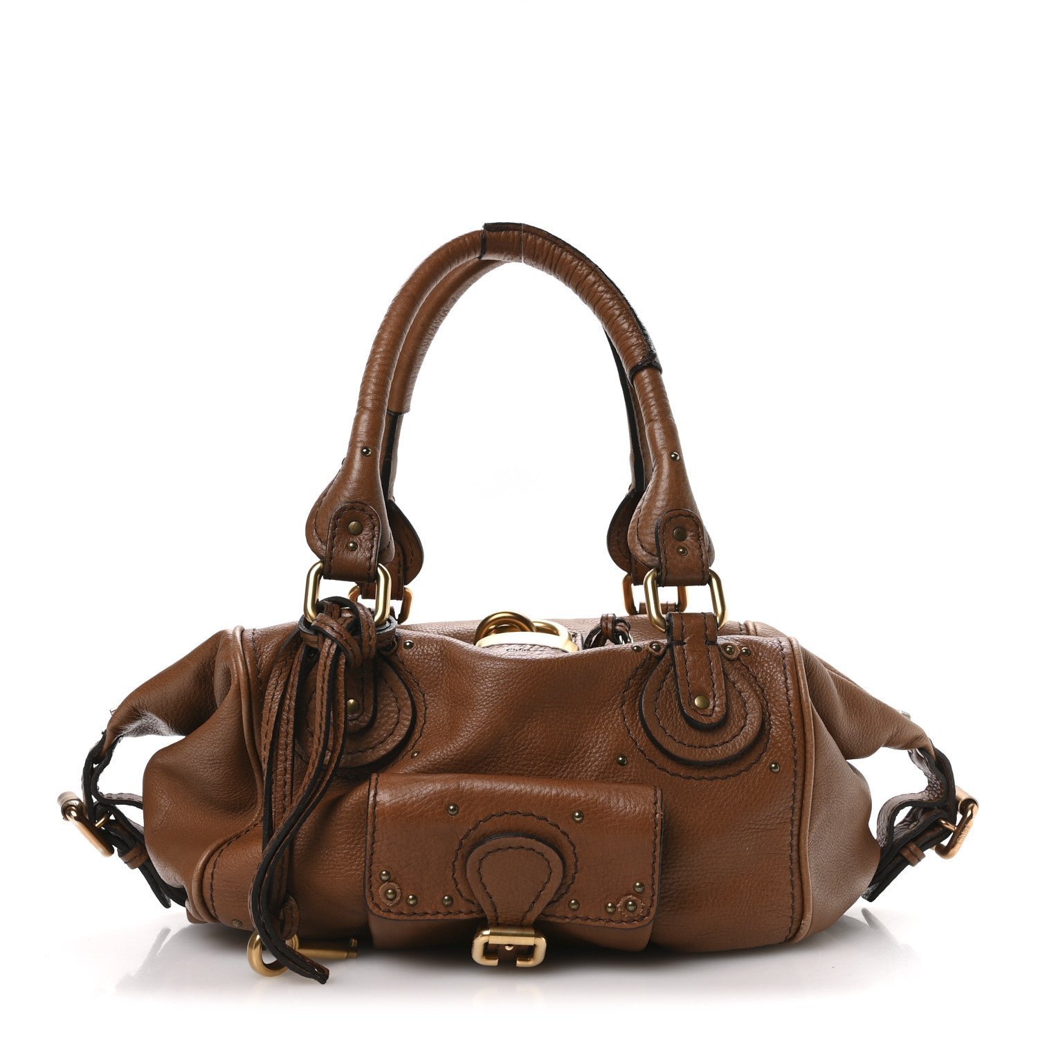 Chloe Calfskin Paddington Front Pocket Tote Muscade