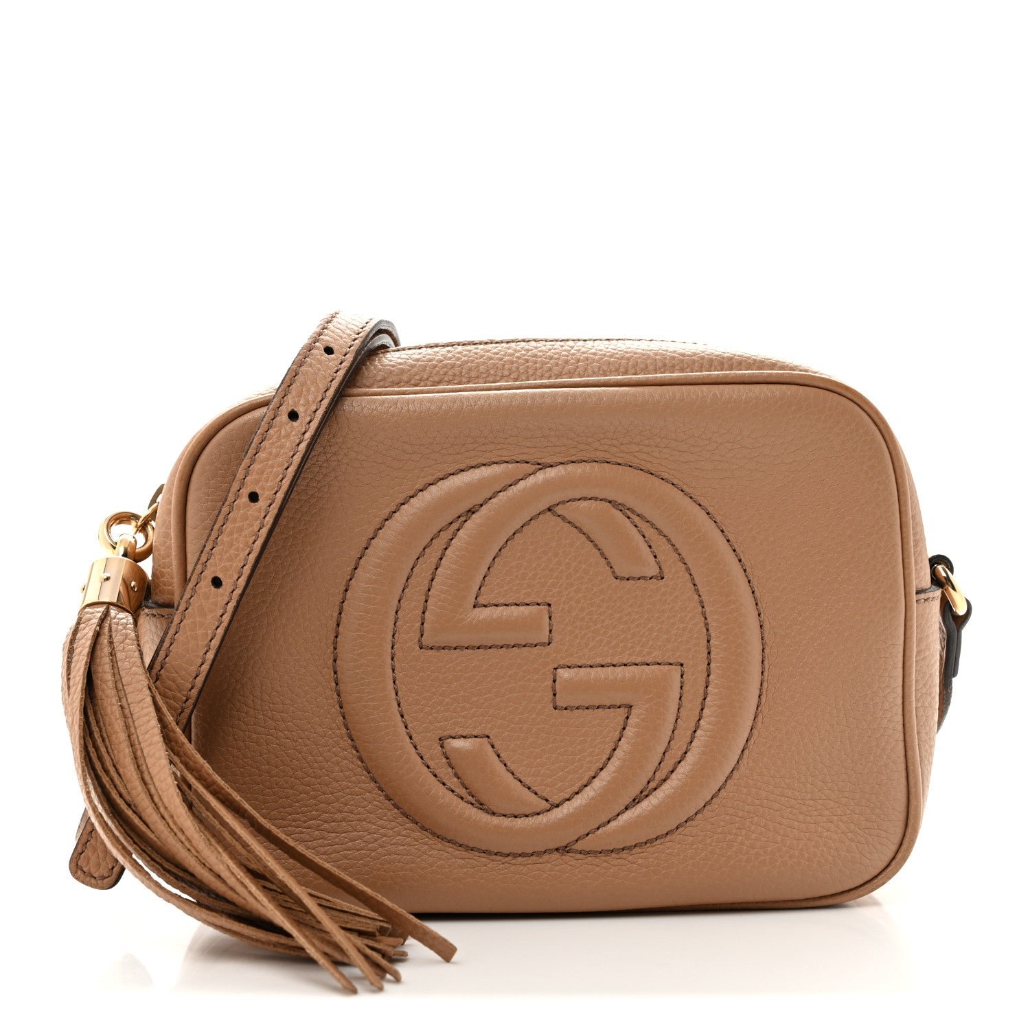 Gucci Pebbled Calfskin Small Soho Disco Bag Camelia