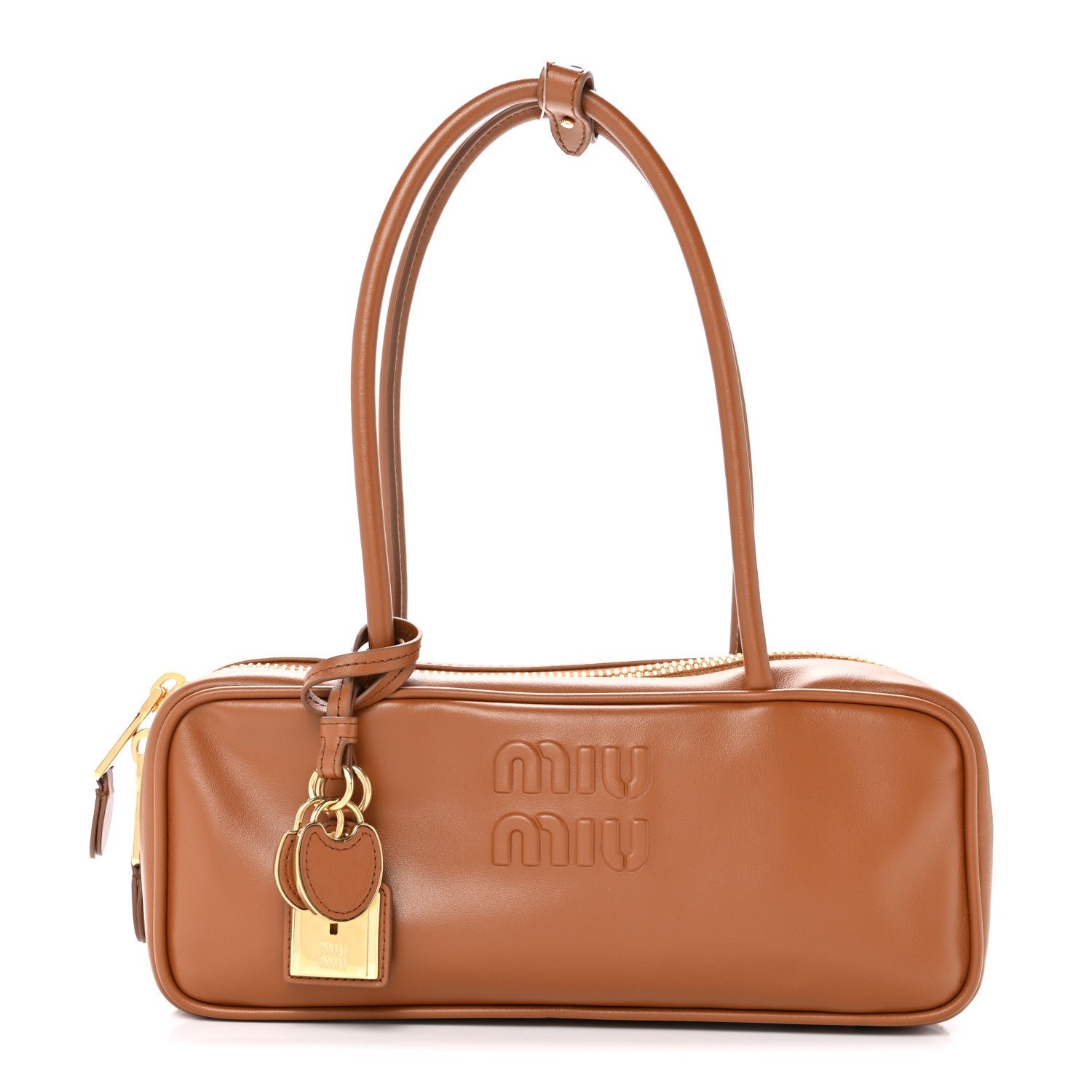 Miu Miu Nappa Small Beau Top Handle Bag Cognac
