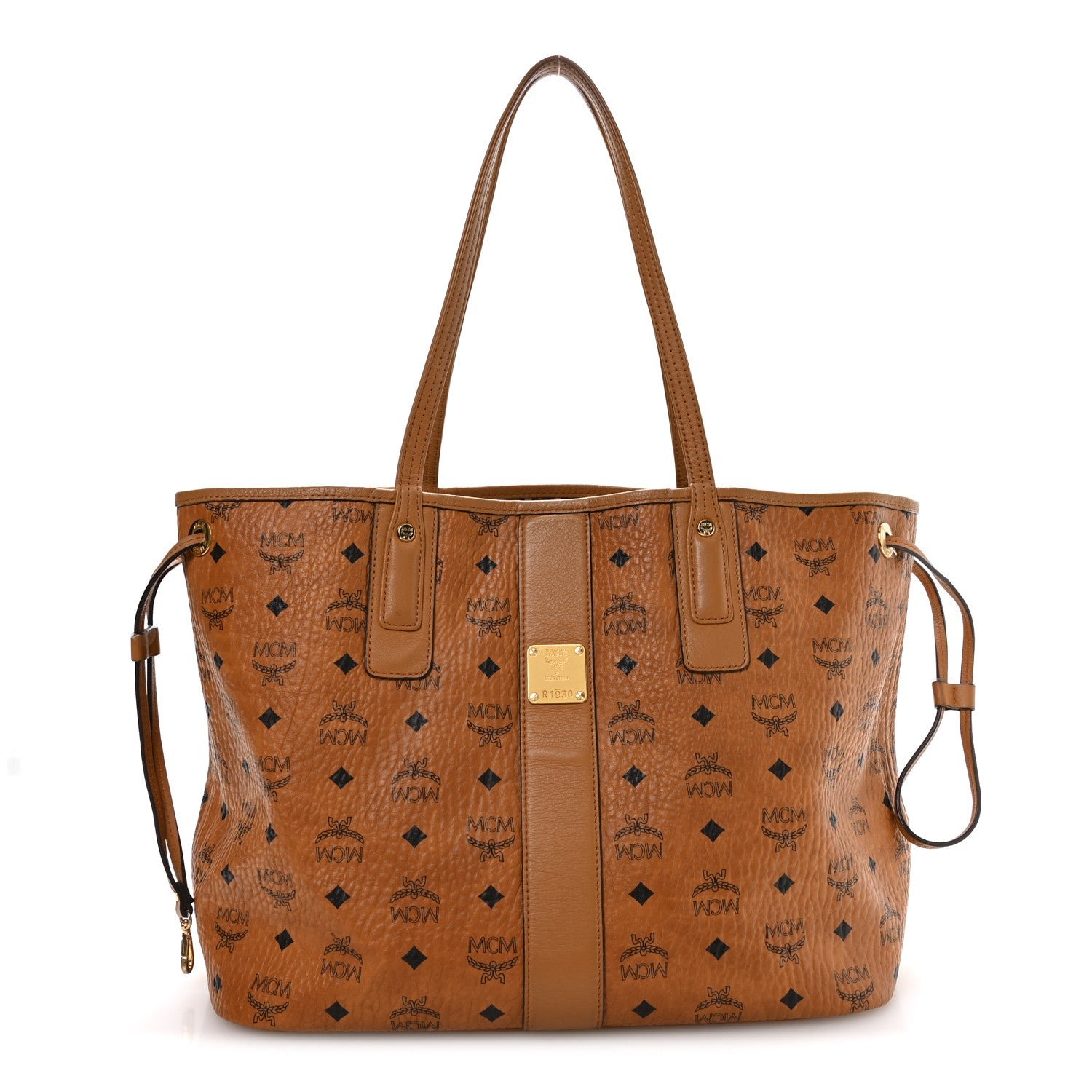 MCM MCM Visetos Medium Liz Reversible Shopper Tote Cognac