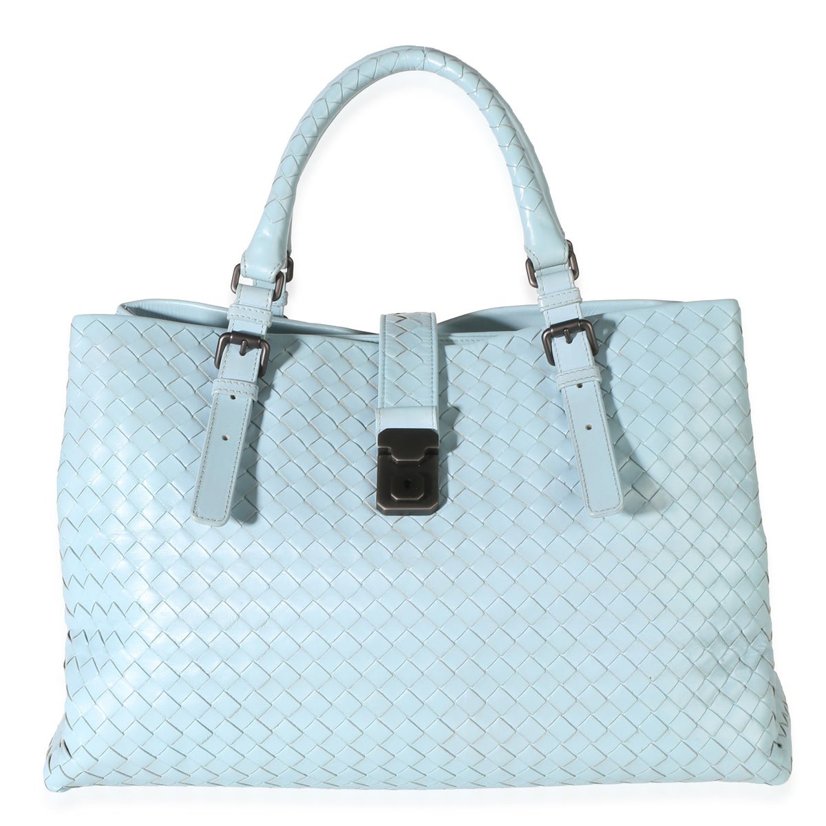 Bottega Veneta Light Blue Nappa Intrecciato Medium Roma Tote