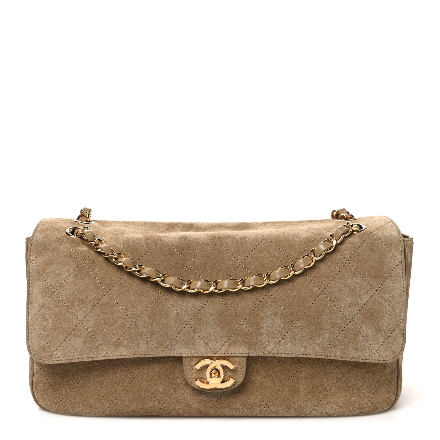 Chanel Suede Calfskin Small Souplissimo Maxi Flap Dark Beige
