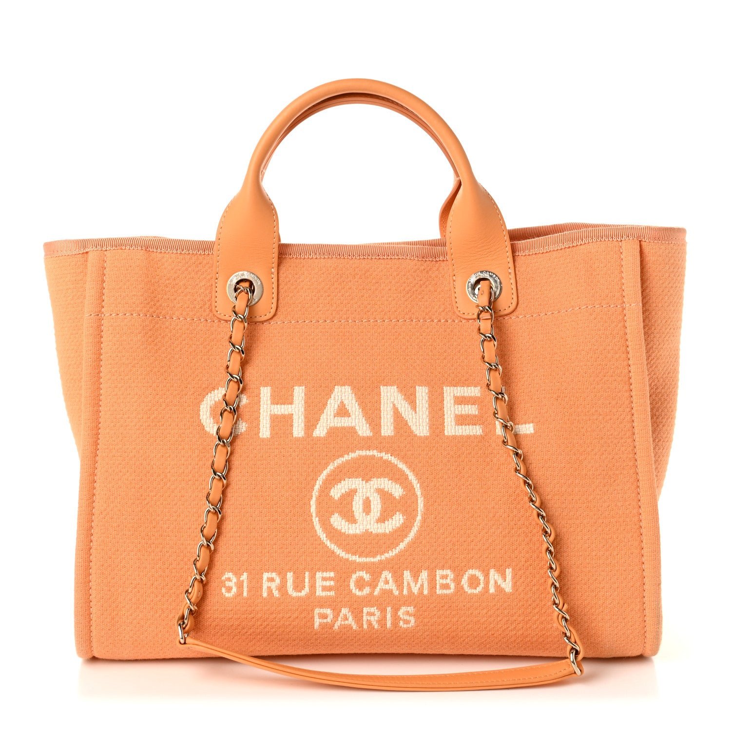 Chanel Mixed Fibers Small Deauville Tote Orange