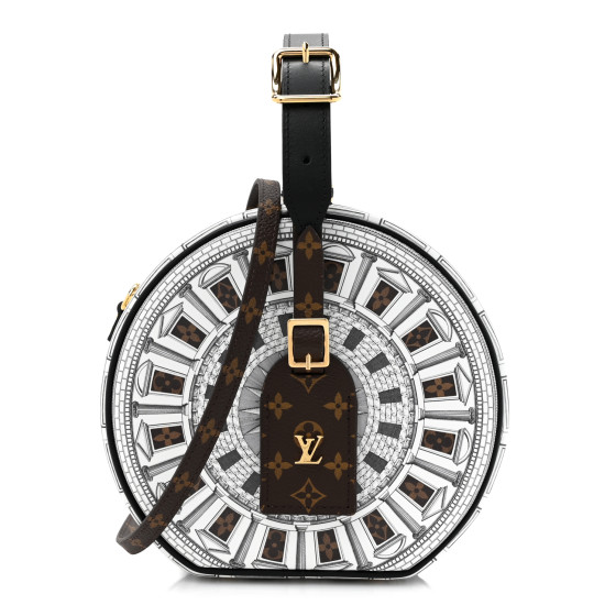 Louis Vuitton X FORNASETTI Calfskin Architettura Petite Boite Chapeau White Black