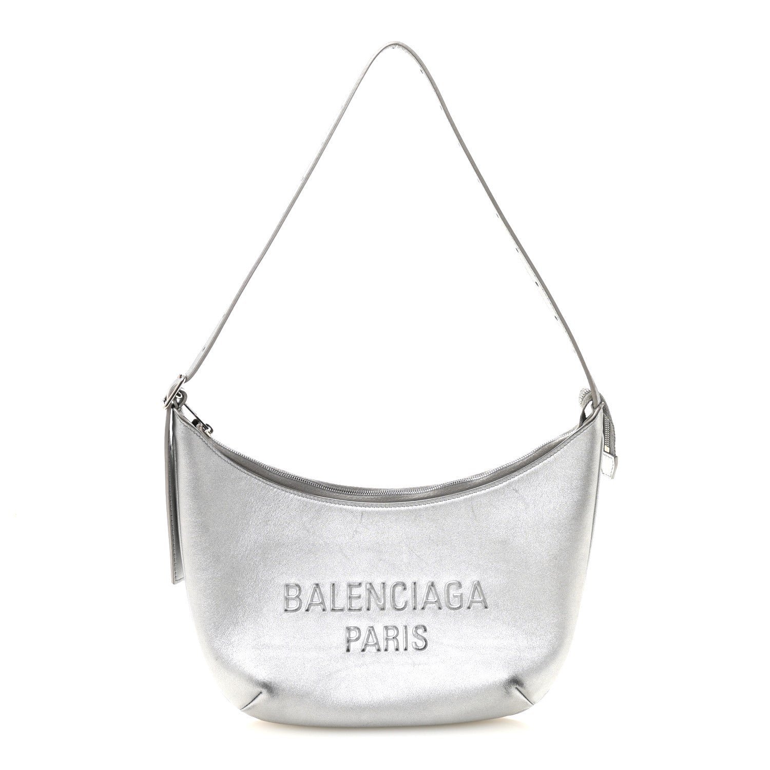 Balenciaga Metallic Calfskin Mary Kate Shoulder Bag Silver