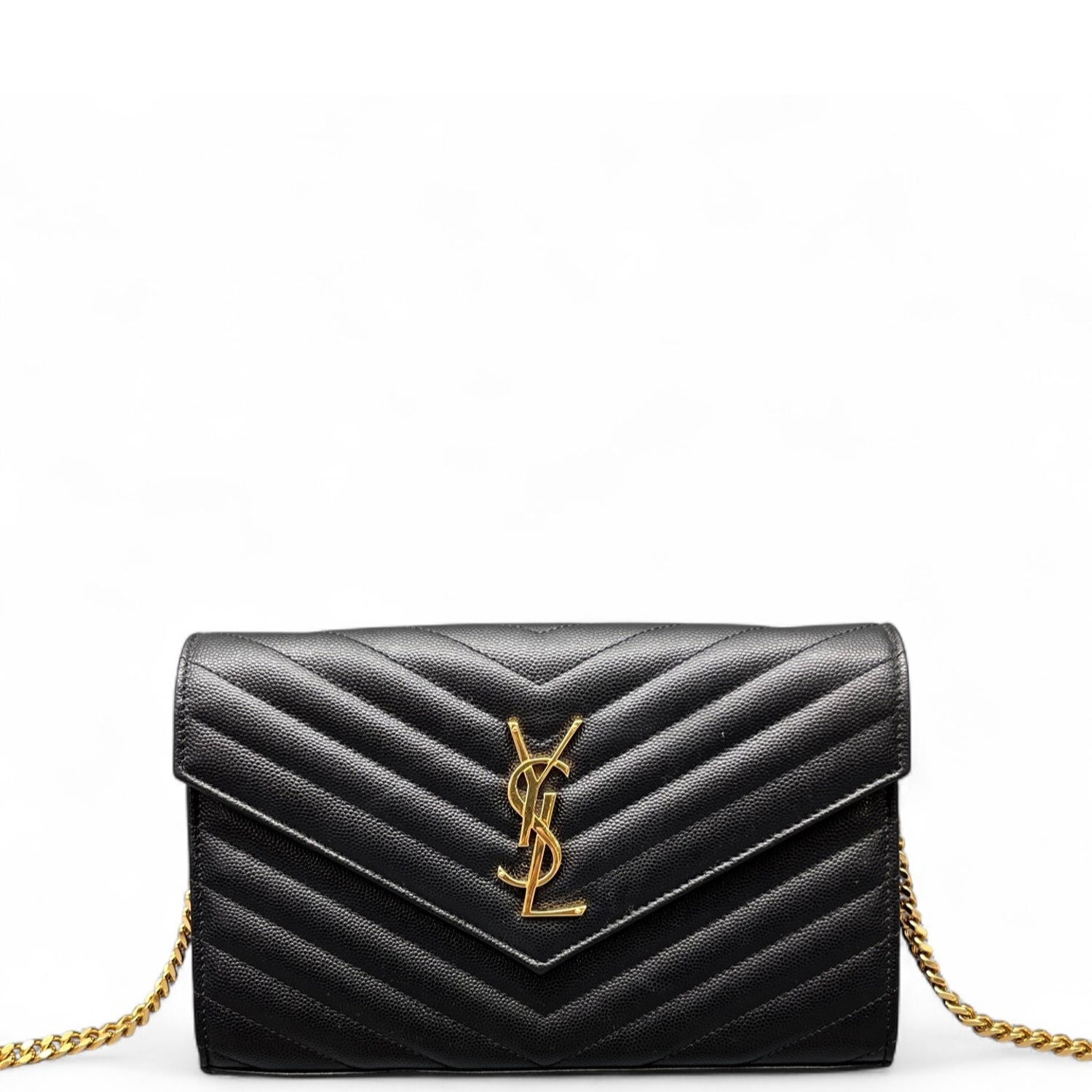 Saint Laurent Calfskin Envelope Wallet On Chain Small
