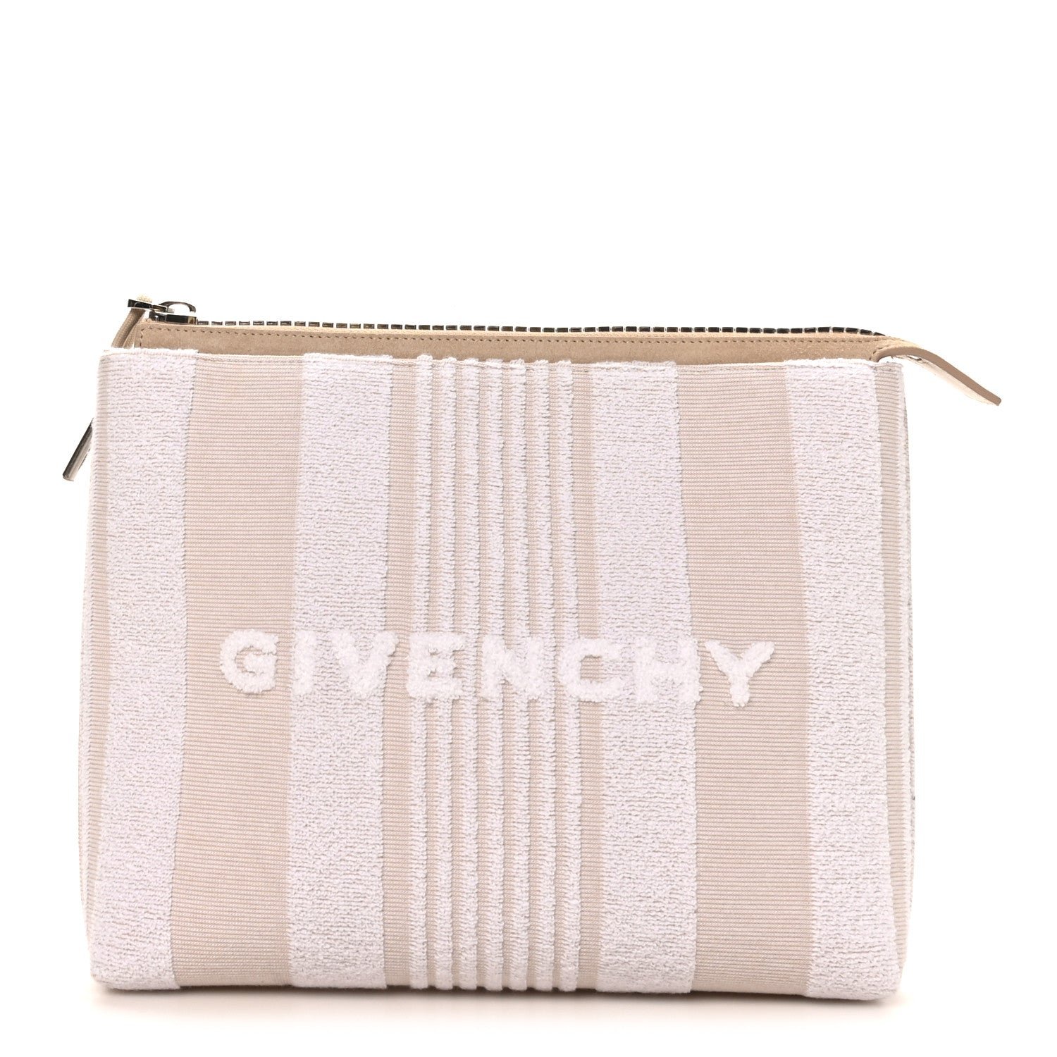 Givenchy Canvas Terry Striped Travel Pouch Ivory