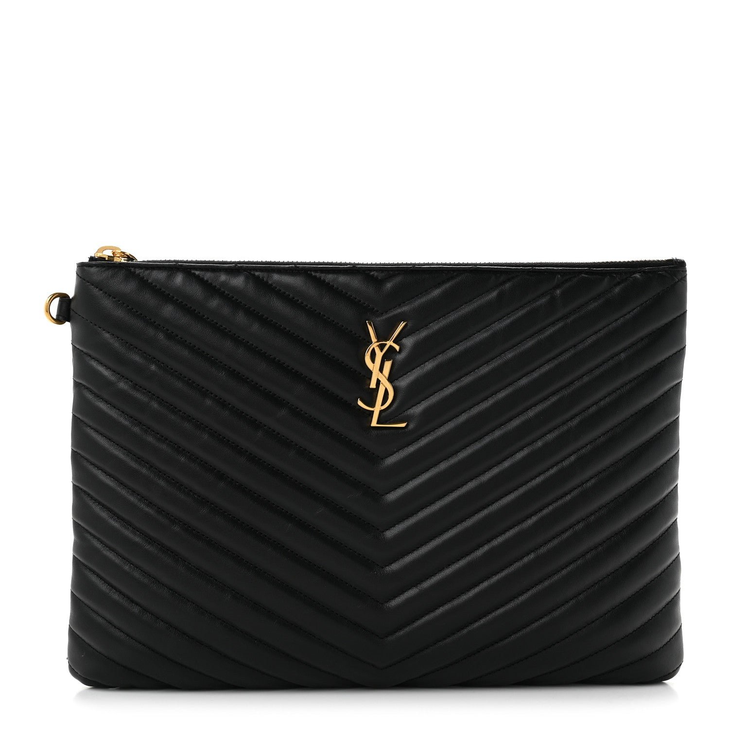 Saint Laurent Calfskin Matelasse Monogram Cassandre Tablet Pouch Black