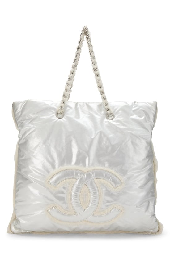 Chanel Silver Nylon 'CC' BonBon Tote