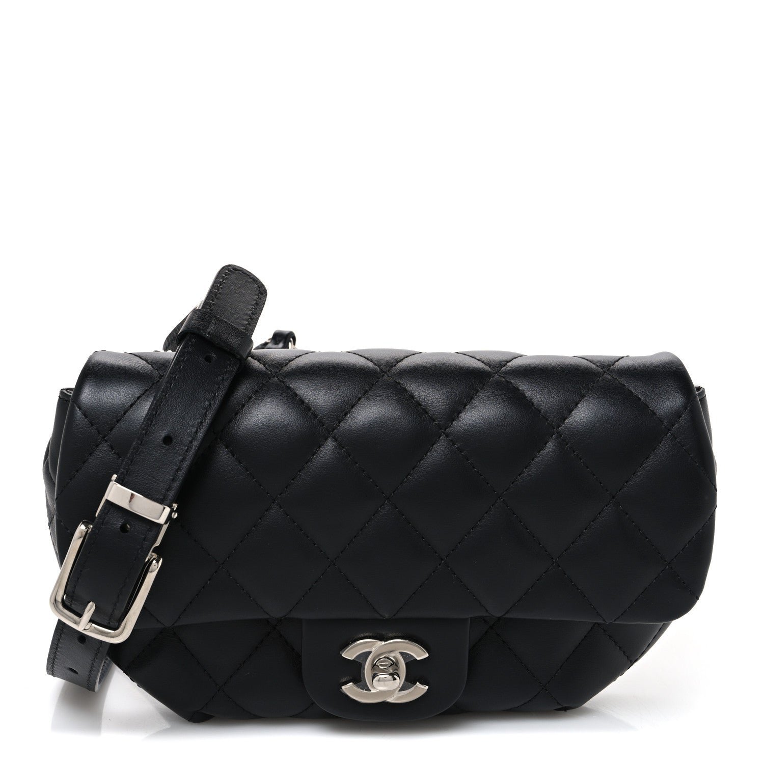 Chanel Calfskin Quilted CC Uniform Flap Belt Bag Black