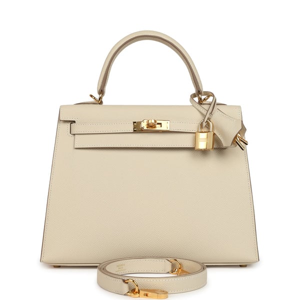 Hermes Kelly Sellier 25 Craie Epsom Gold Hardware
