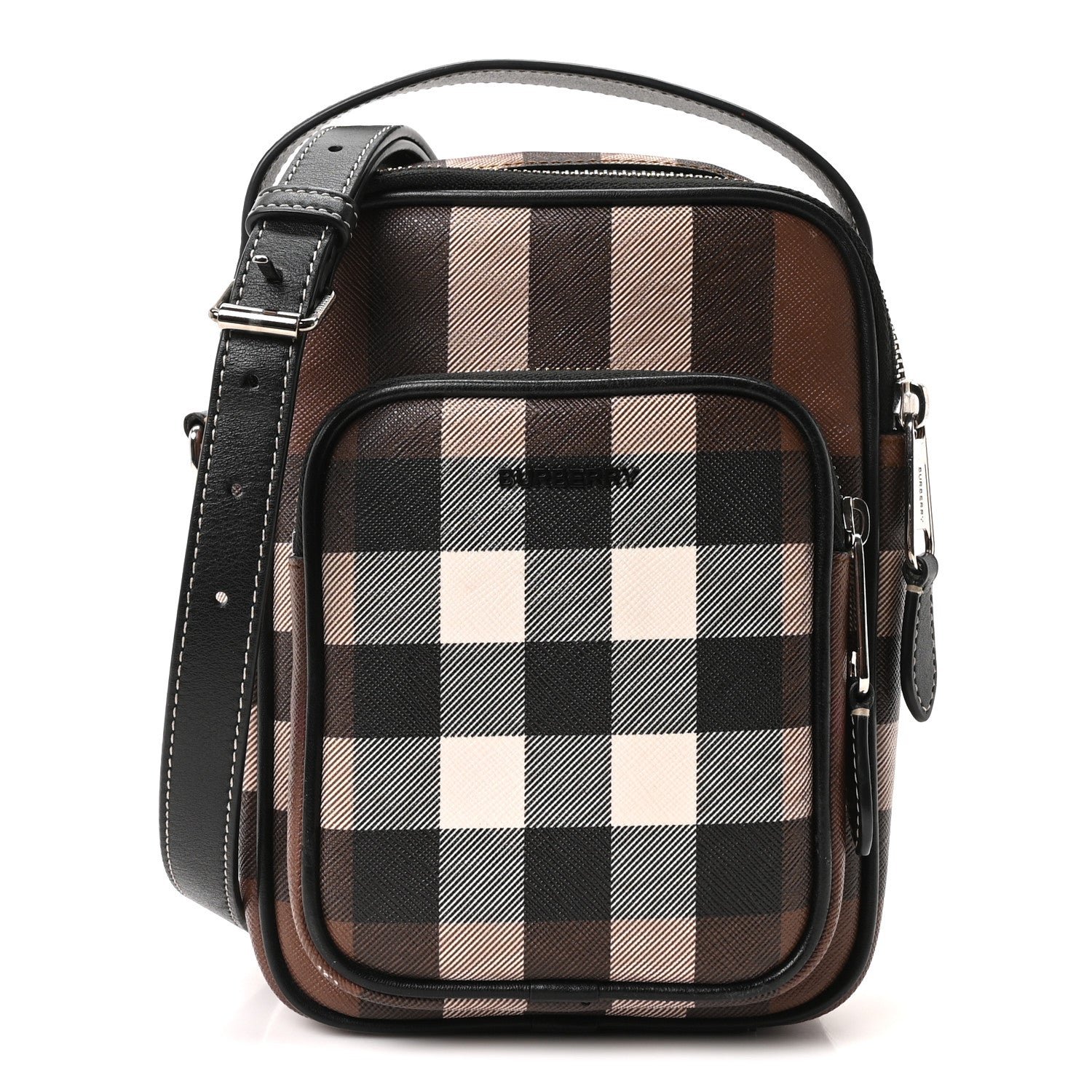 Burberry House Check Canvas Calfskin Wyatt Crossbody Dark Birch Brown