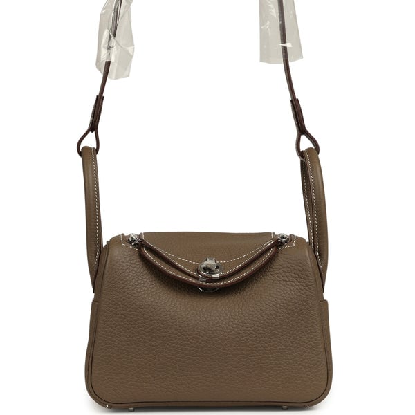Hermes Mini Lindy II Etoupe Clemence Palladium Hardware