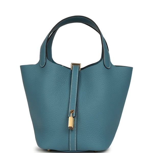 Hermes Picotin Lock 18 Blue Jean Clemence Gold Hardware