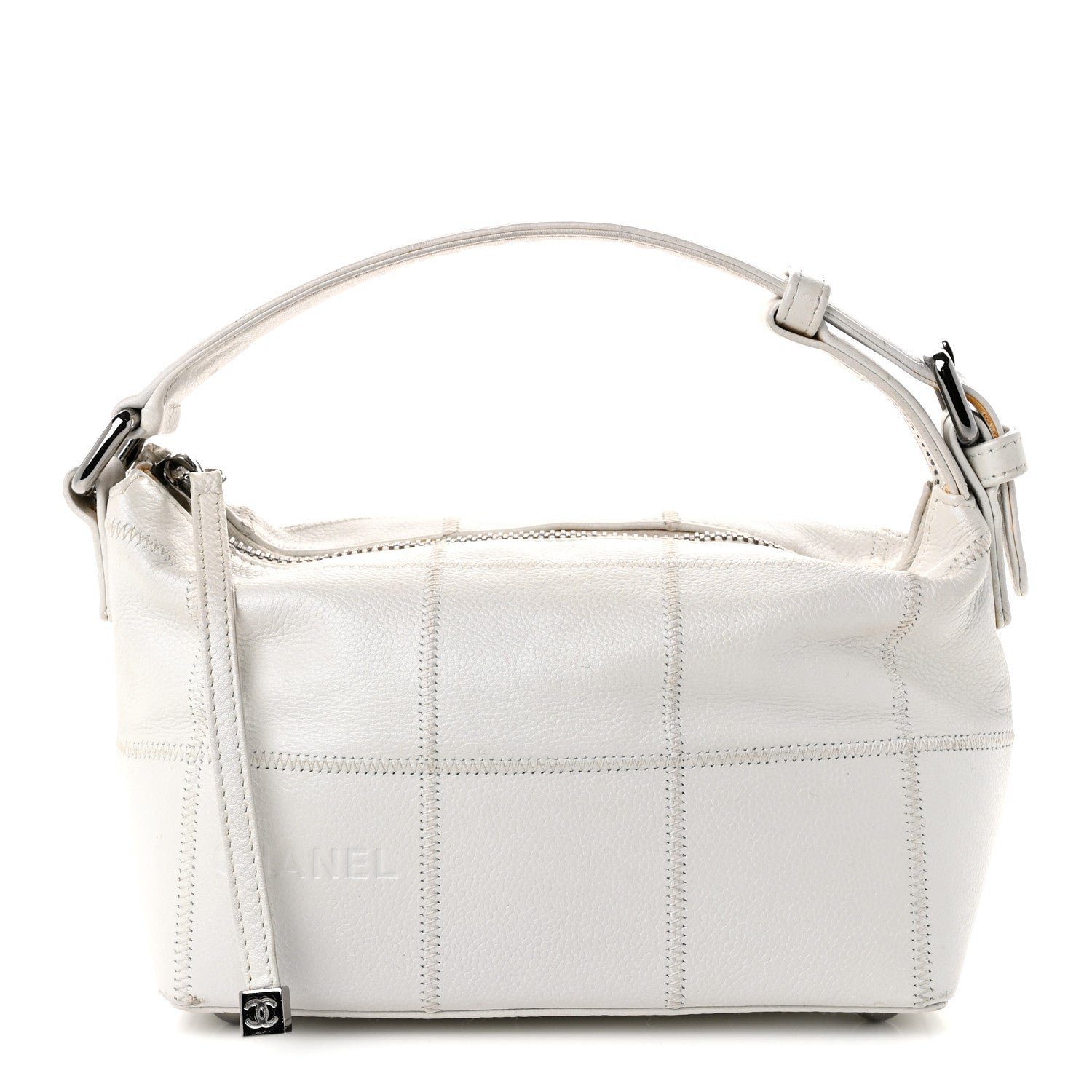 Chanel Caviar Square Stitched Bag White