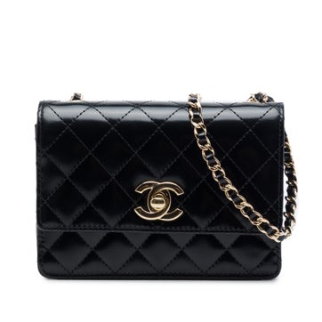 Micro CC Quilted Shiny Calfskin Single Flap
