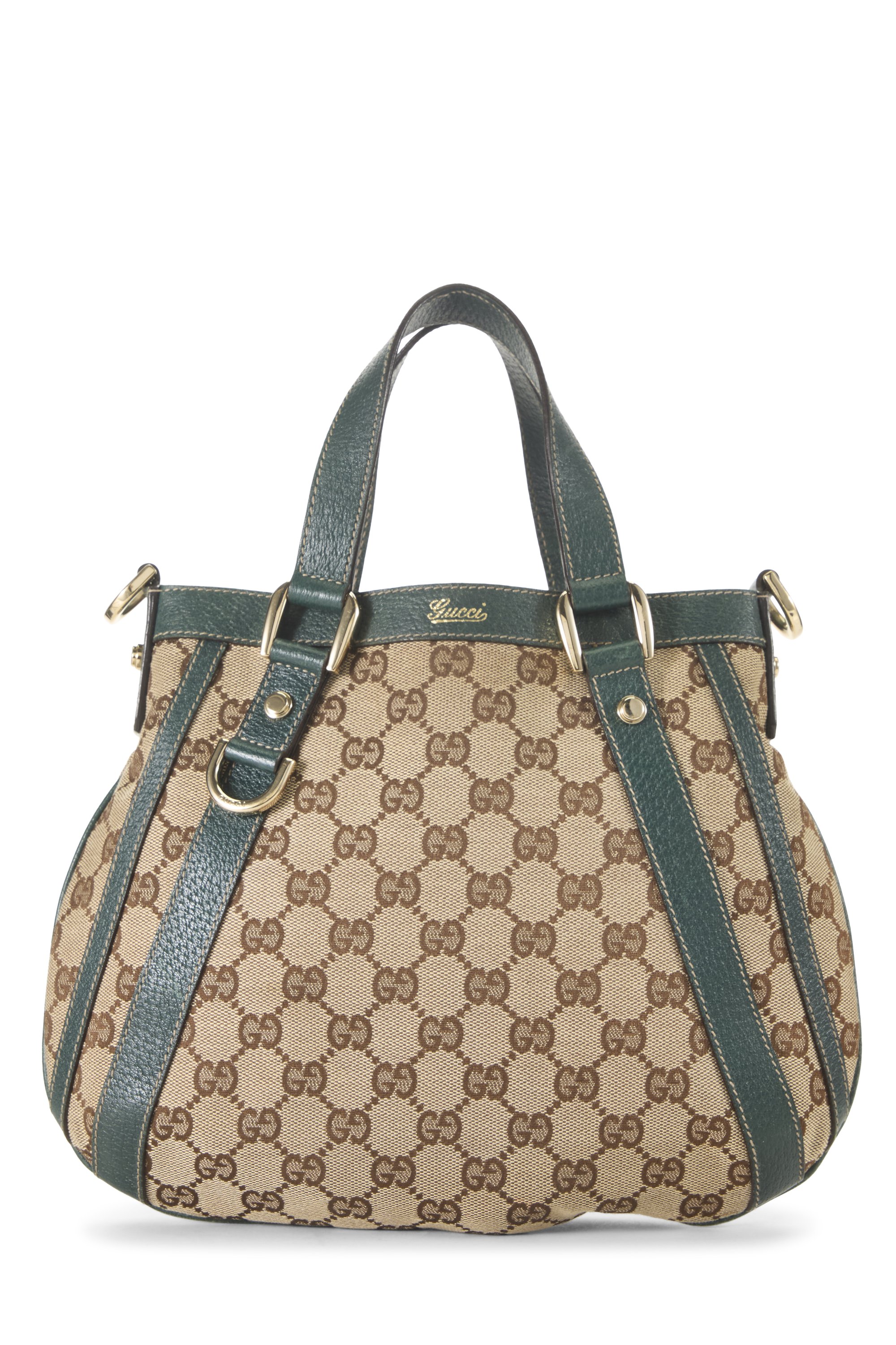 Green Original GG Canvas D-Ring Abbey Hobo Small