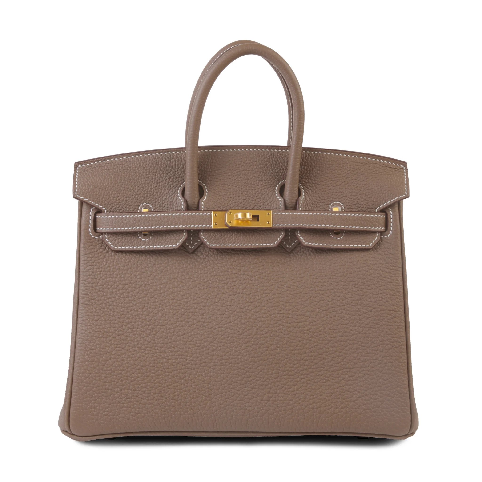 Hermes Brand New ( Rank N ) HERMÈS Birkin 25 Etoupe (18) Togo Brushed Gold hardware K (2025)
