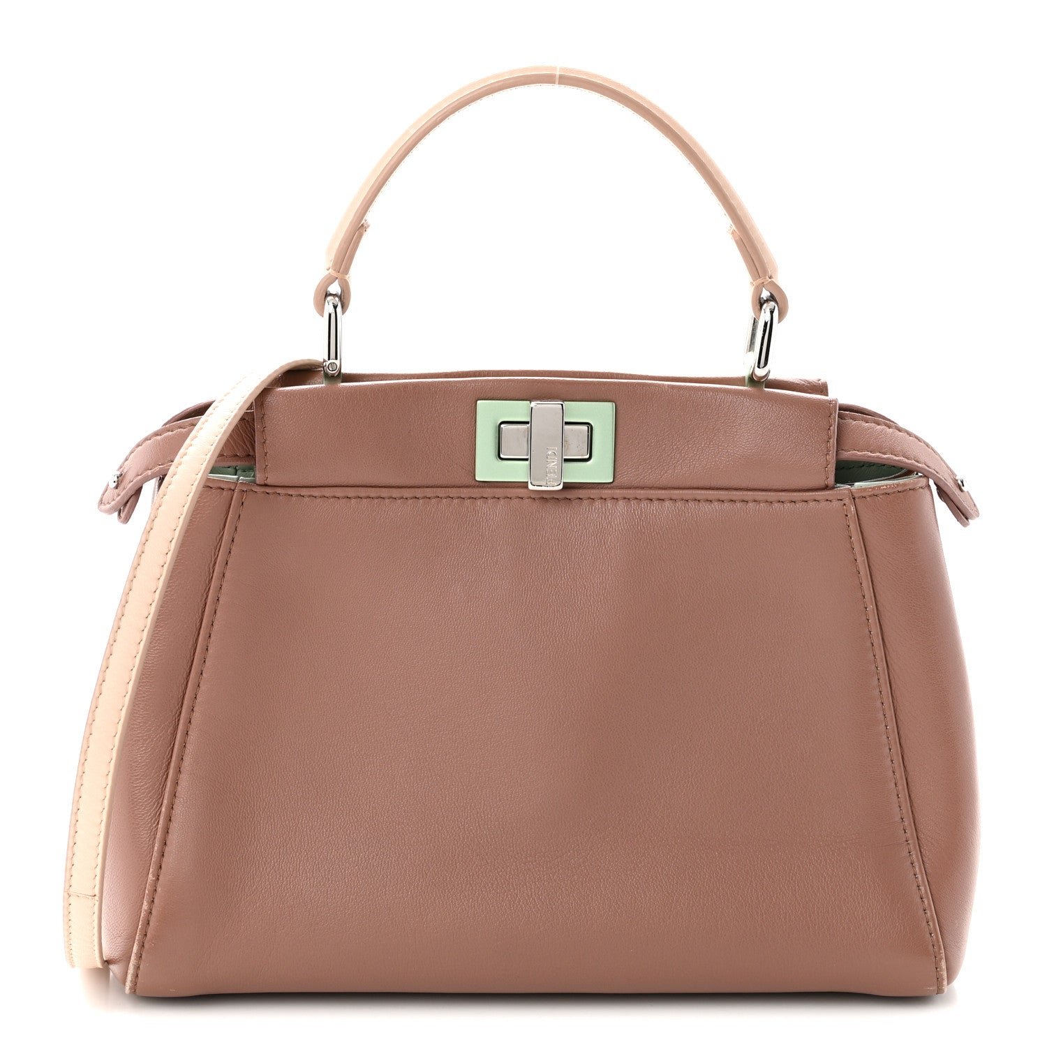 Fendi Nappa Colorblock Mini Peekaboo Iconic Satchel English Rose Plaster Oxigen