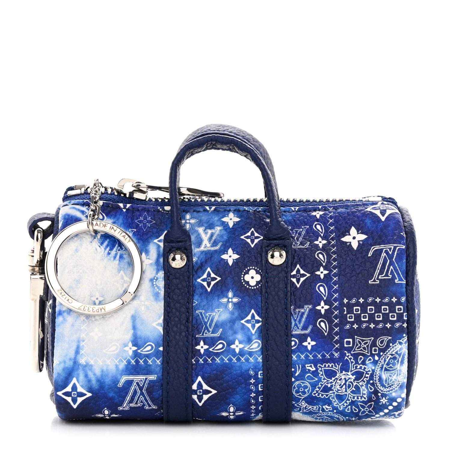Louis Vuitton Monogram Bandana Mini Keepall Bag Charm Key Holder Blue