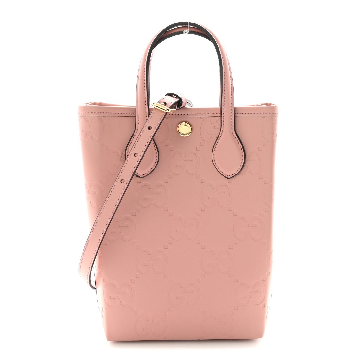 Gucci Gilbert Calfskin Jumbo GG Embossed Mini Tote Bag  Dusty Carmine