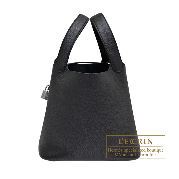 Hermes Picotin Lock bag 22/MM Black Clemence leather Silver hardware