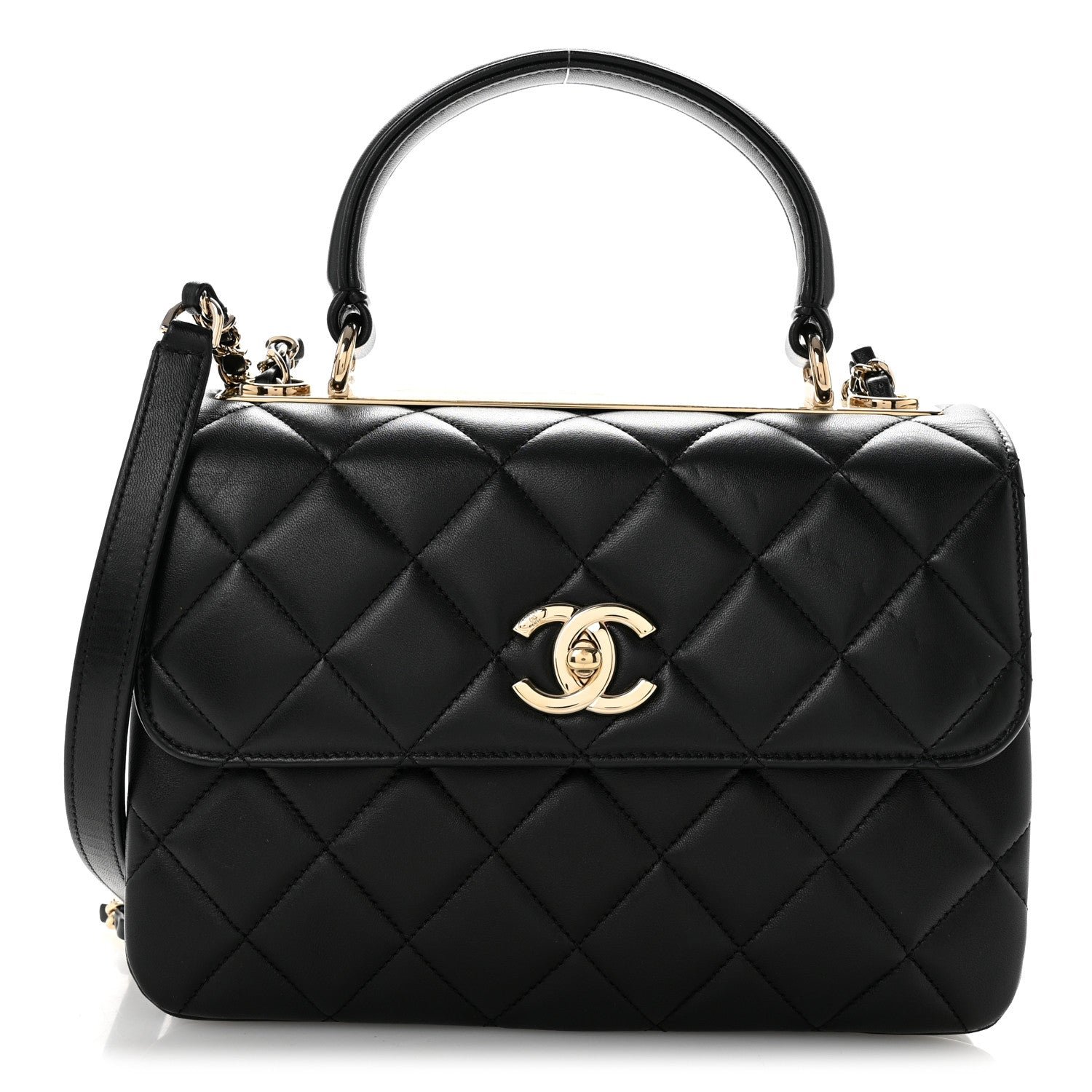 Chanel Lambskin Quilted Small Trendy CC Dual Handle Flap Bag Black