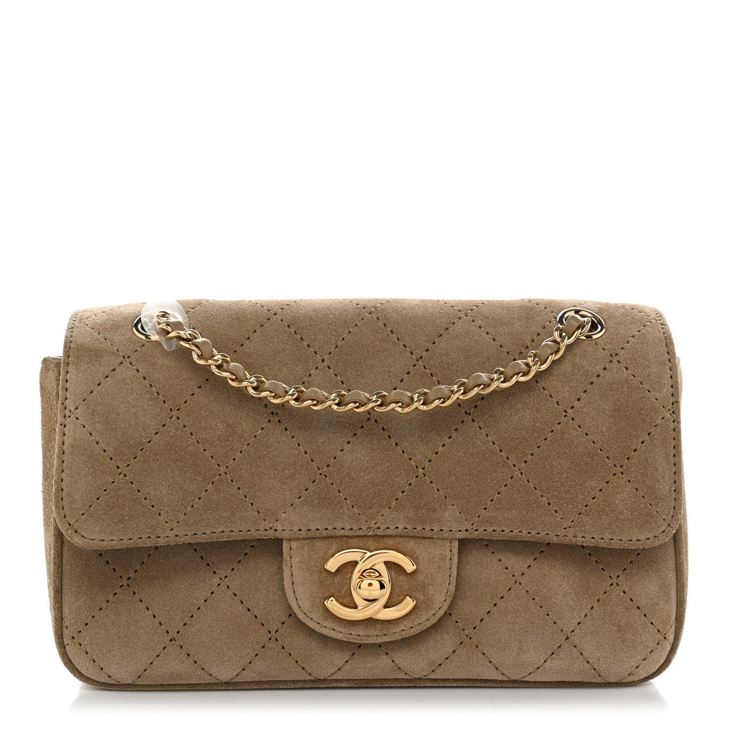 Chanel Suede Calfskin Mini Souplissimo Flap Dark Beige