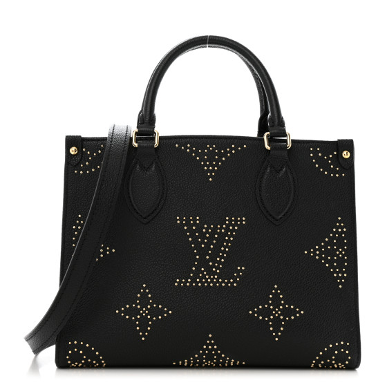 Louis Vuitton Grained Calfskin Studded Monogram Giant Onthego PM Black