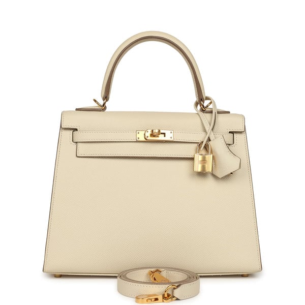 Hermes Kelly Sellier 25 Craie Epsom Gold Hardware