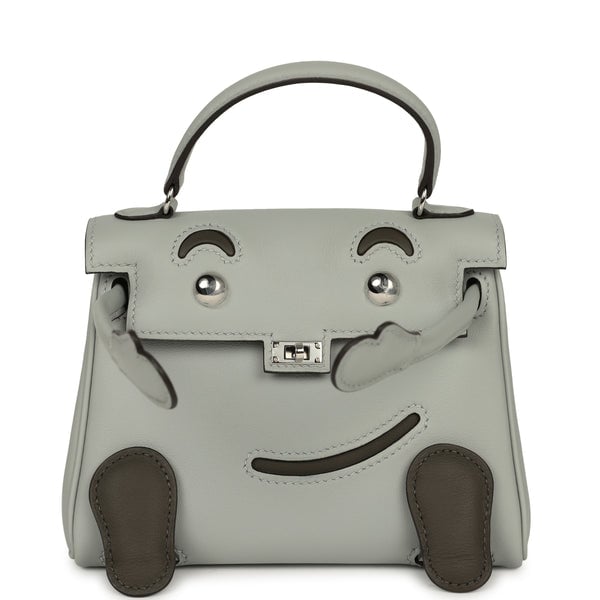 Hermes Hermes "Quelle Idolle" Kelly Doll Bleu Glacier, Vert Maquis Swift Palladium Hardware