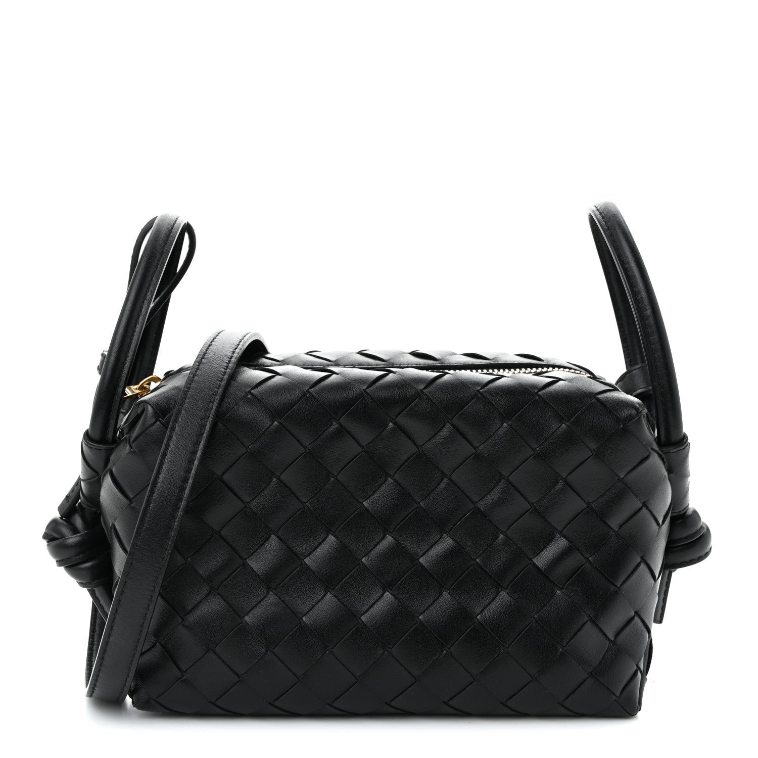 Bottega Veneta Calfskin Intrecciato Small Loop Top Handle Black