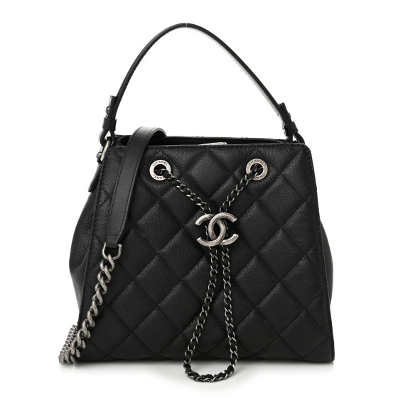 Chanel Caviar Quilted Small CC Bucket Bag Black