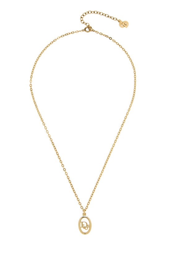 Dior Gold Oval Logo Necklace