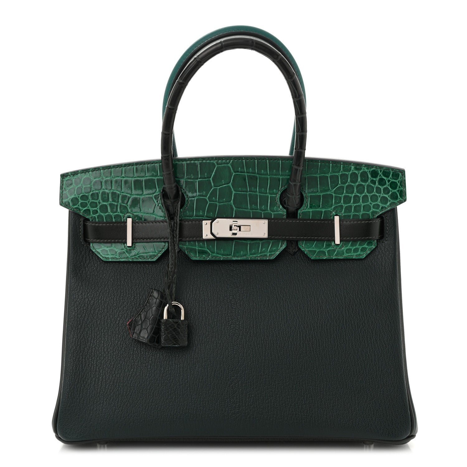 Hermes Hermes Chevre Coromandel Porosus Crocodile Taurillon Clemence Box Evercolor Patchwork Birkin 30 Camouflage Vert