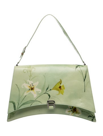 Leather Leather Floral Crush Large Shoulder Bag
