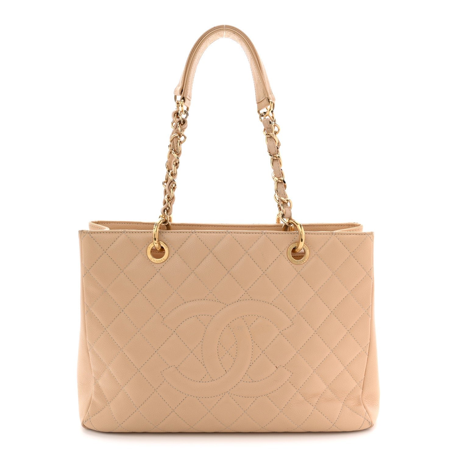 Chanel Caviar Quilted Grand Shopping Tote GST Beige Clair
