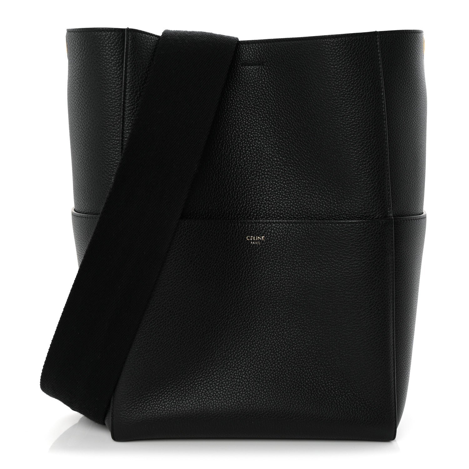 Celine Soft Grained Calfskin Sangle Bucket Bag Black