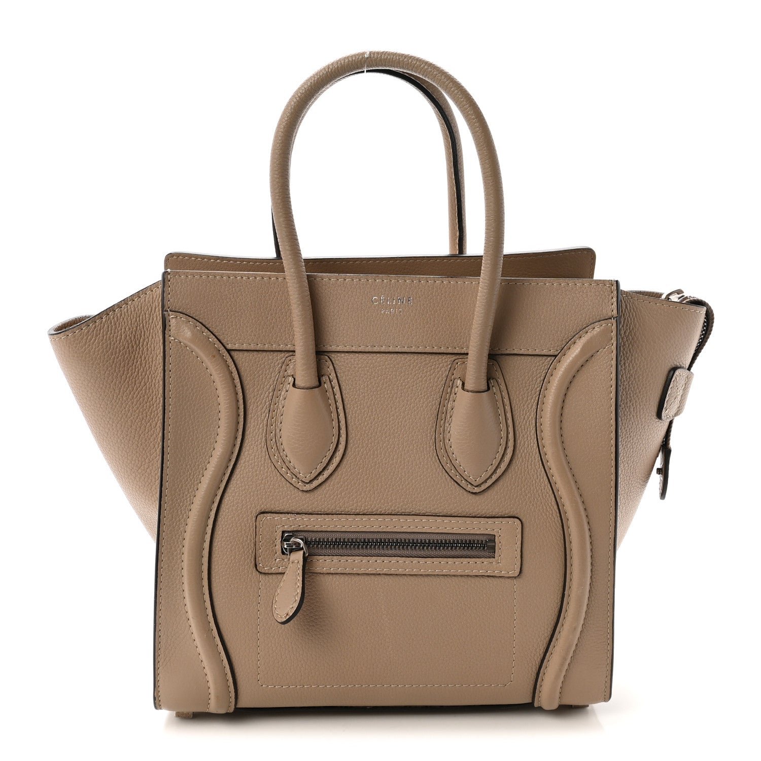 Celine Drummed Calfskin Micro Luggage Dune