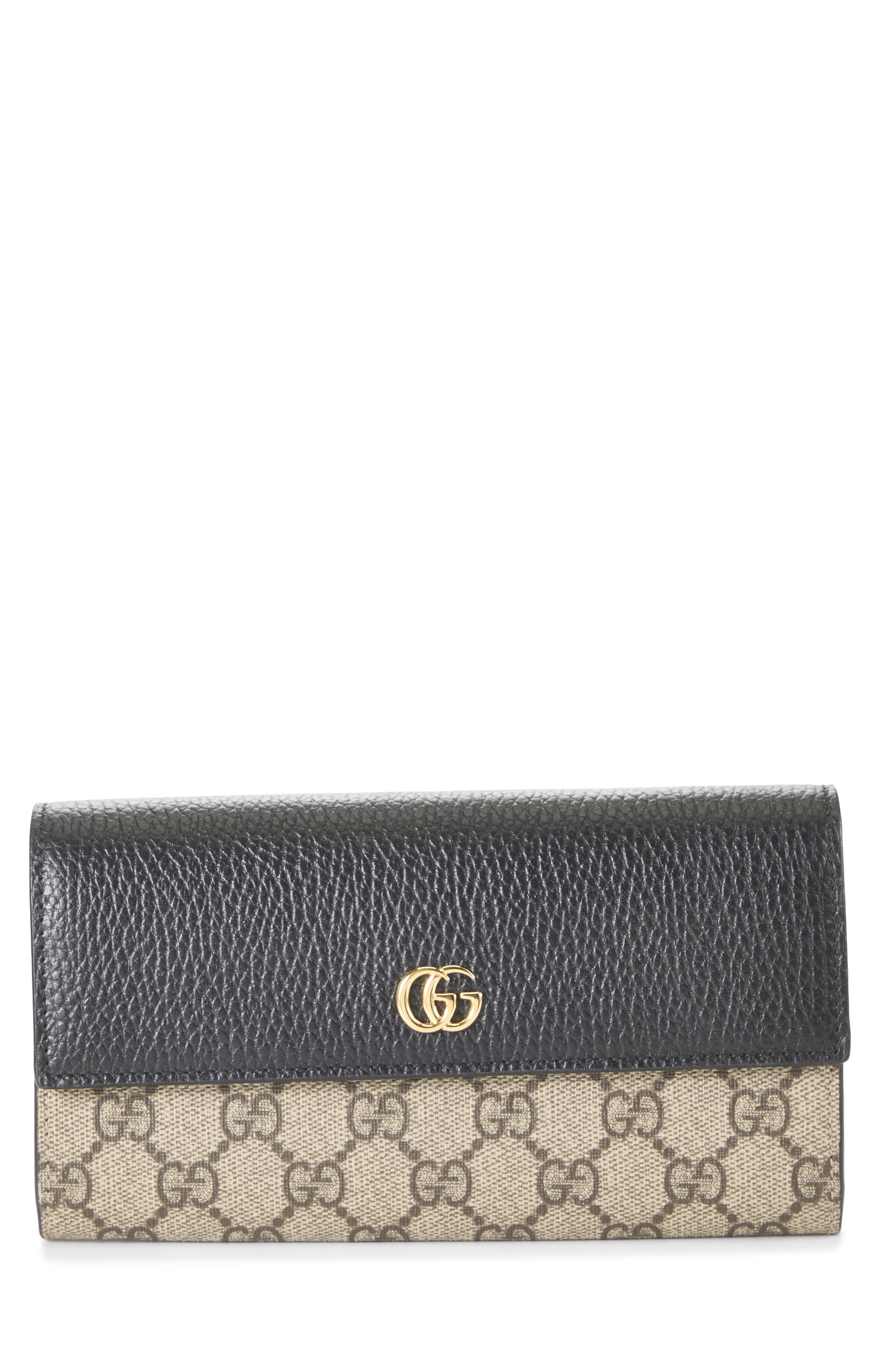 Black GG Supreme Canvas Continental Wallet