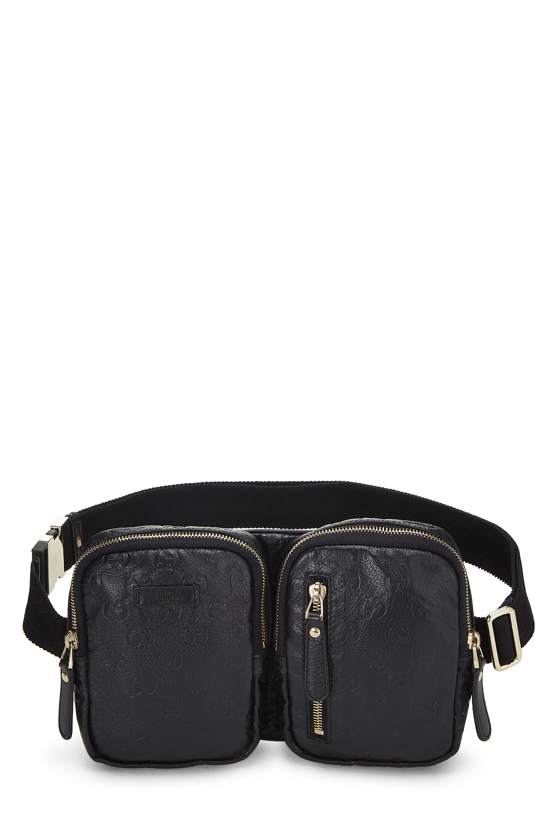 Black Guccissima Double Pocket Waist Pouch Small