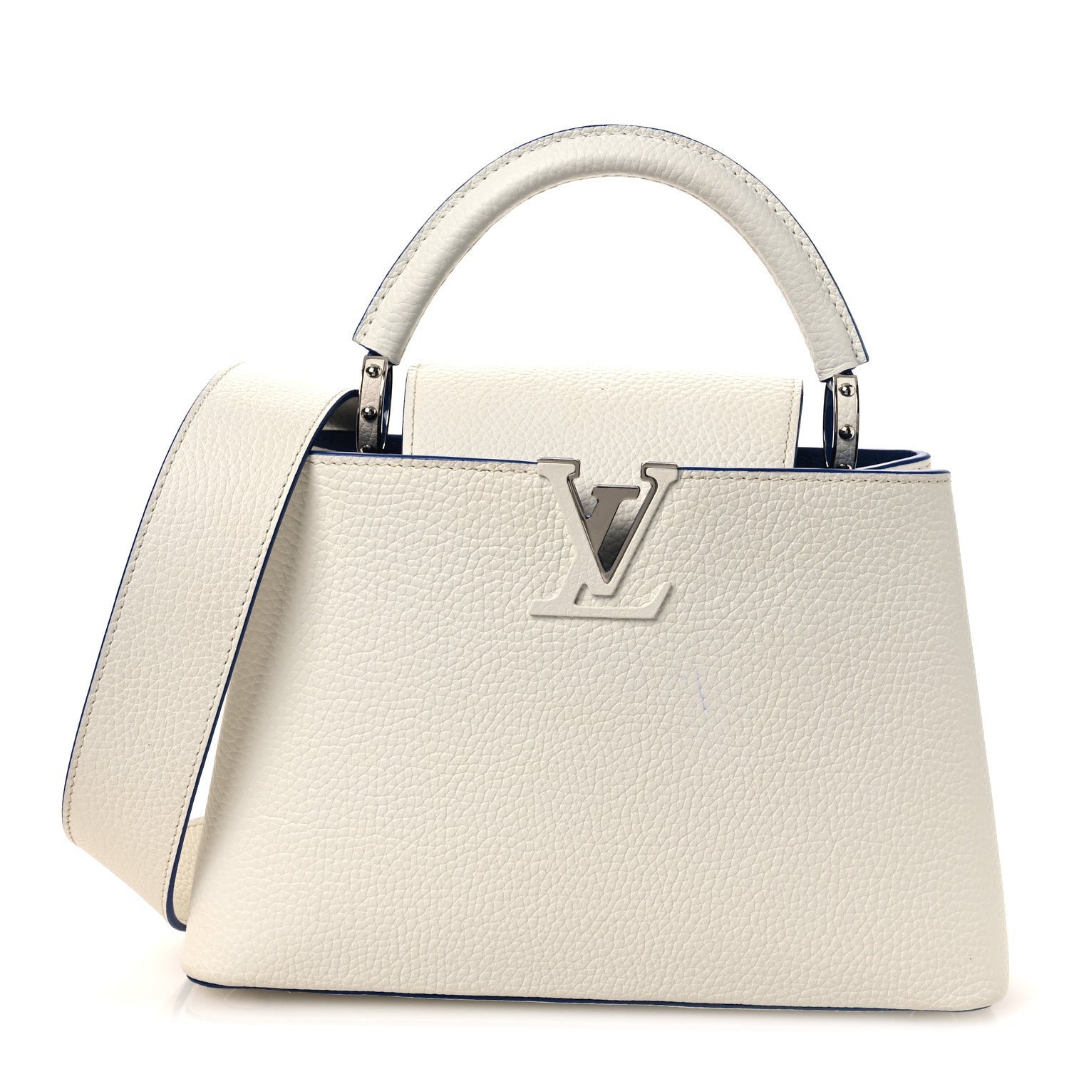 Louis Vuitton Taurillon Capucines BB White Blue