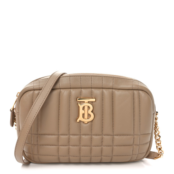 Burberry Calfskin Quilted Small Lola Camera Bag Oat Beige