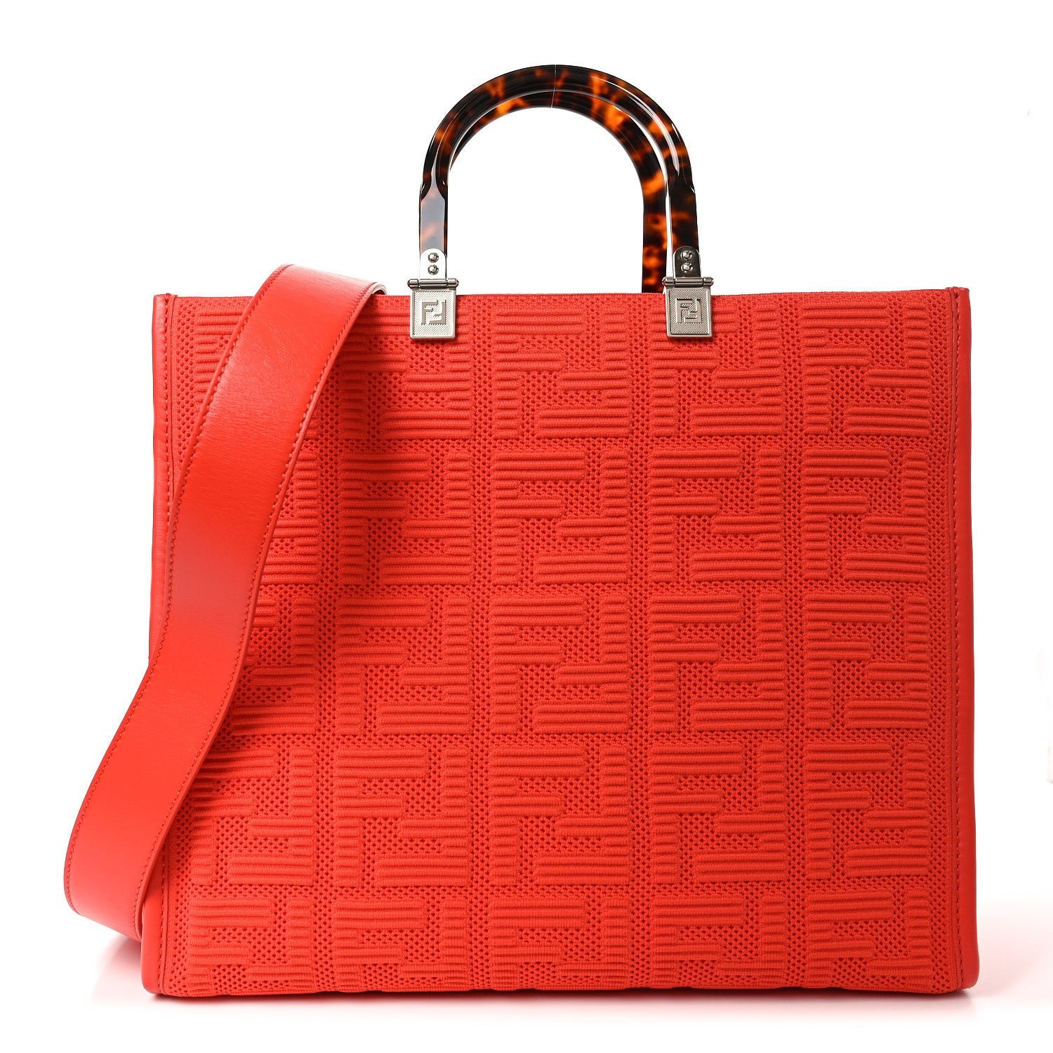 Fendi Technical Fabric Plexiglass FF Medium Fendi Sunshine Shopper Tote Tulipano