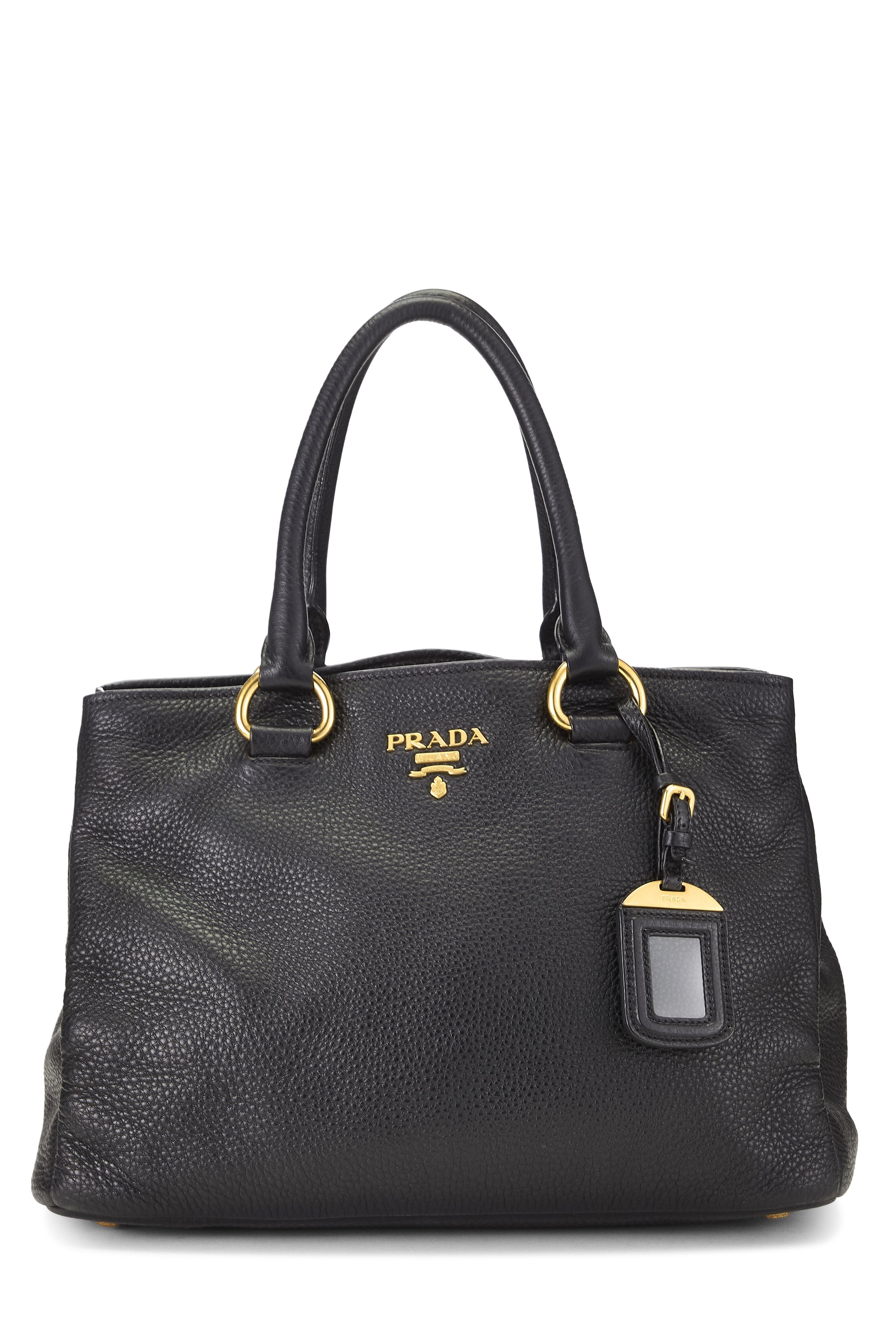 Prada Black Vitello Daino Convertible Tote